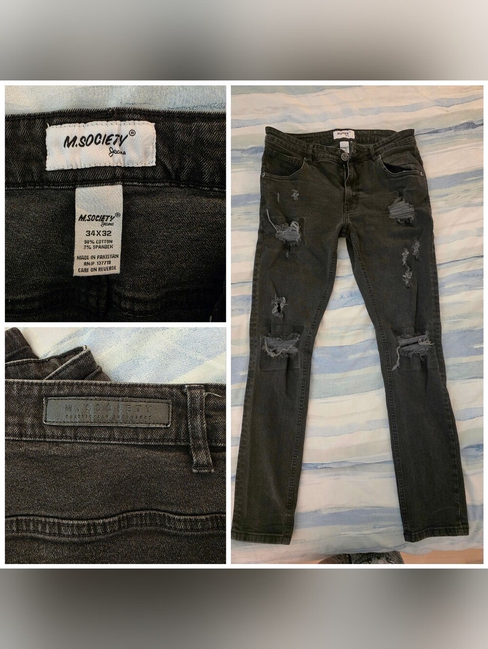 M. Society Distressed Black Wash Jeans